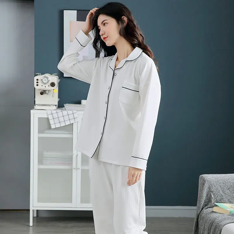 Pajamas Women's Spring and Autumn Sleepwear Thin Cardigan Sweet Cotton New Home Service Suit  Can Be Worn Outside Pyjama