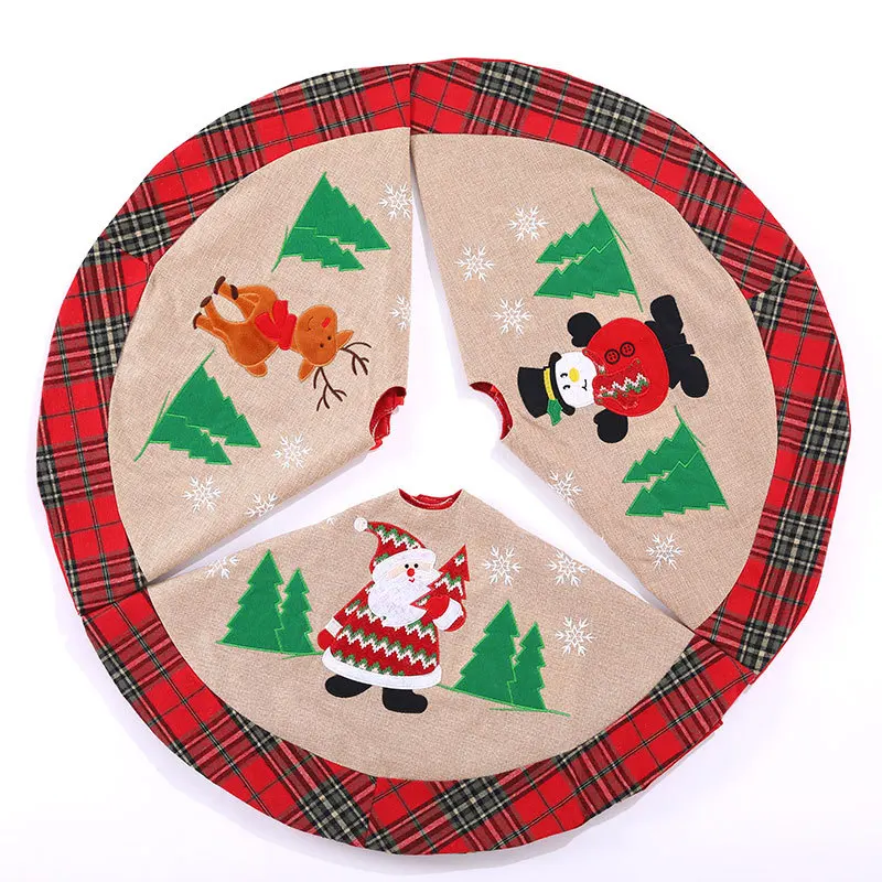 Новые рождественские украшения льняная машина вышитая юбка для дерева 90 см отель