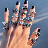 ins trendy gothic rings for women men personalized dress up rings dark fashion vintage trend ring set travel party jewelry gifts