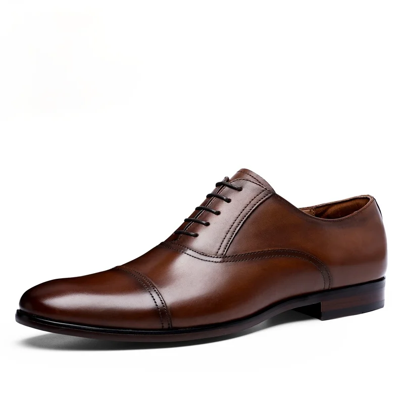 

Brand Full Grain Genuine Leather Business Men Dress Shoes Retro Patent Leather Oxford Shoes For Men EU Size 38-47