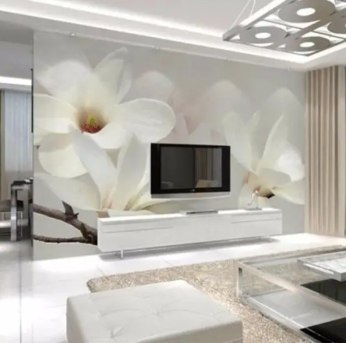 

Заказной размер современная простая настенная бумага 3D белый цветок фотообои настенная бумага для спальни гостиной ТВ фон Настенный декор