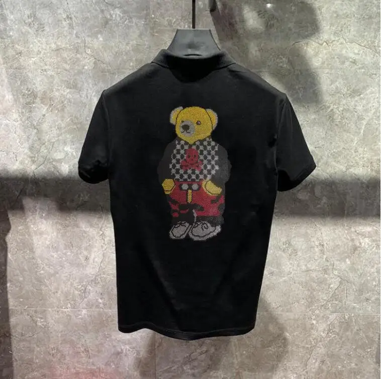 

Lovely Hot drill bear POLO Cartoon Bear winter Oversized 4XL polo shirts male Top quality
