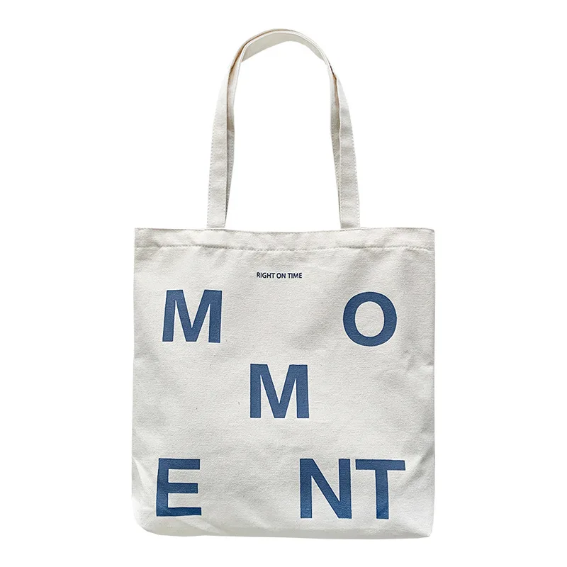 

Women's Canvas Shoulder Shopper Bag Letter Printing Large Korean Cotton Cloth Ladies Handbag Eco Reusable Shopping Bag 2021 New