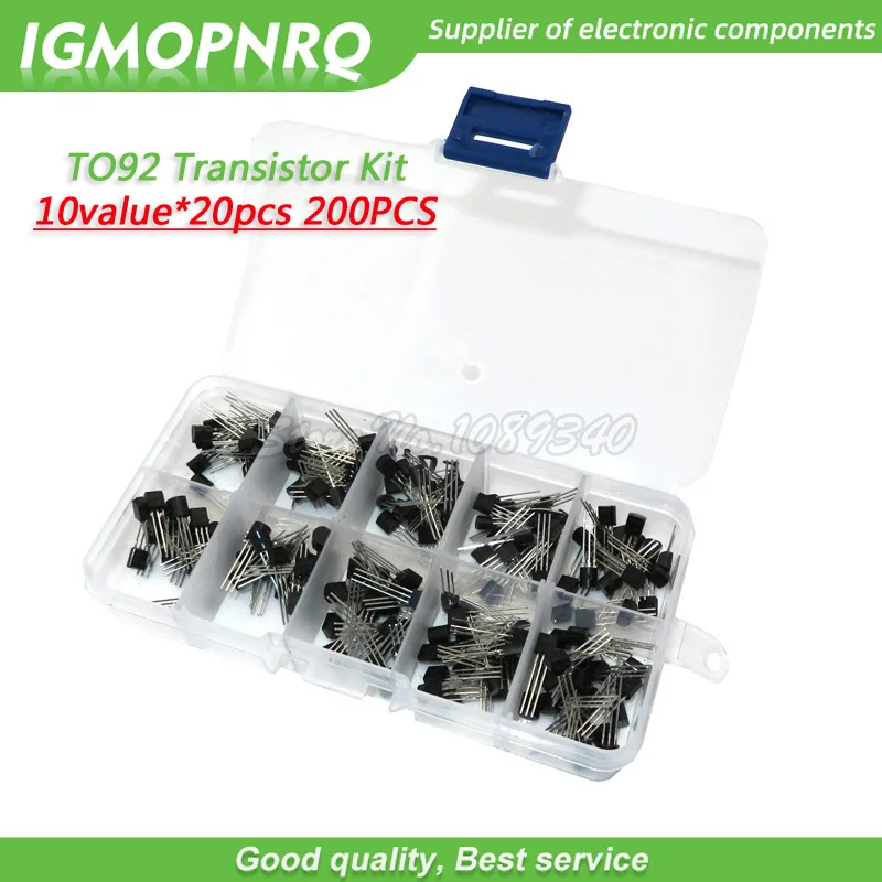 

10value*20pcs 200PCS BC337-25 BC327-25 2N2222 2N2907 2N3904 2N3906 S8050 S8550 A1015 C1815 Transistor Assortment Kit with box
