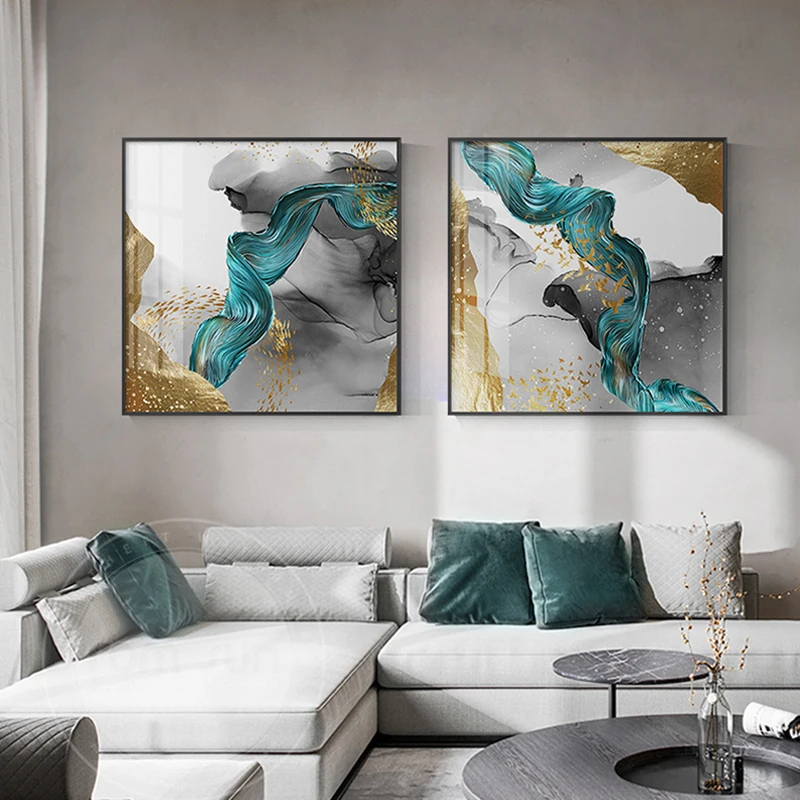 Абстрактная Золотая фольга холст живопись скандинавский белый и черный