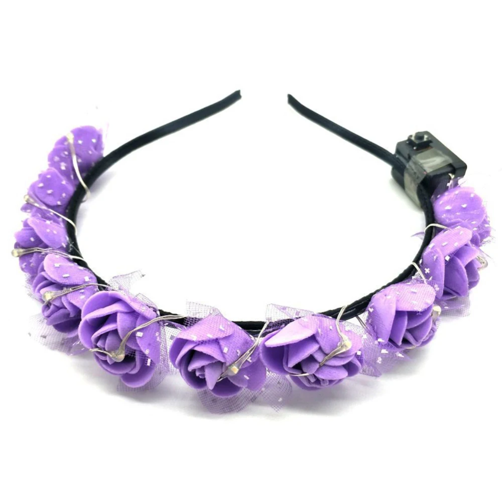 8pcs Colorful Flower Headband LED Light Up Hair Wreath Hoop Women Halloween Christmas Glowing Headwear hoops | Дом и сад