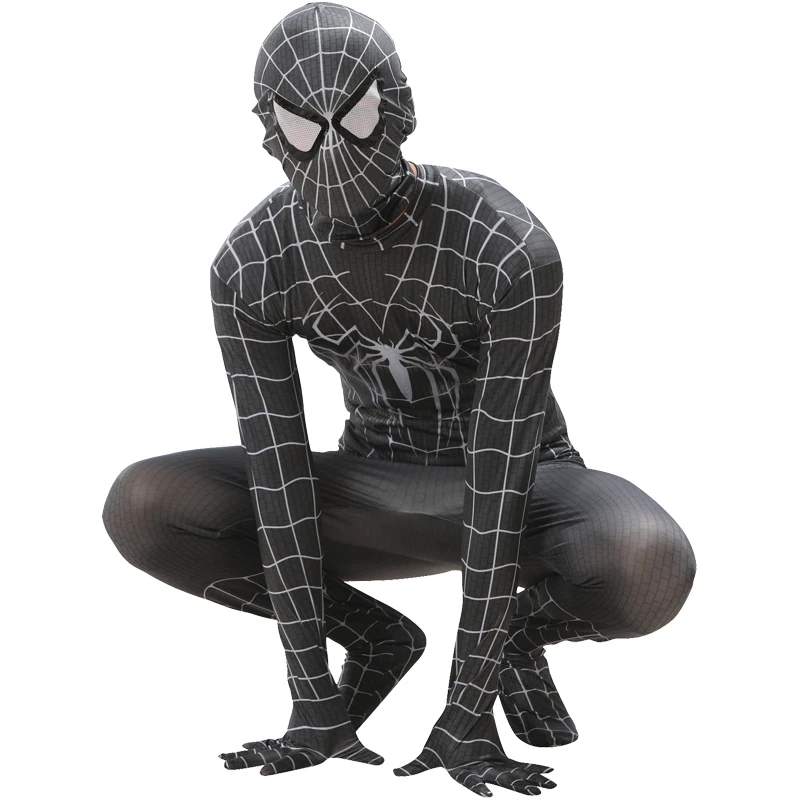 

Halloween Kids Black Spiderboy Costume Cosplay Zentai Mask Superheroes Party Bodysuit Suits Christmas Gift For Boys Girl