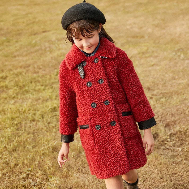 

Lambswool Children Coat Toddler Baby Girls Long Sleeve Winter Spring Warm Loose Thicken Buttons Pocket Outwear Kids 2021