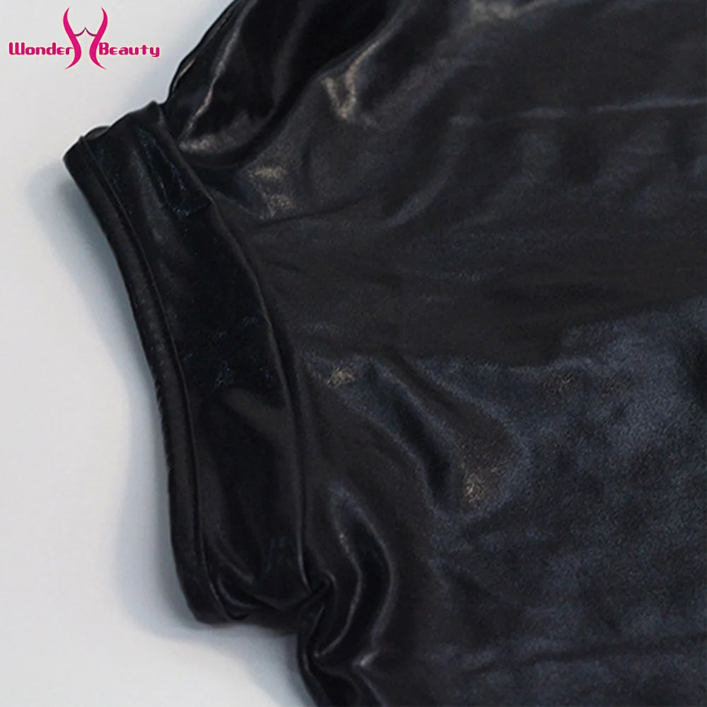 Black Mesh Long Sleeve Faux Leather Bodysuit Zipper Women Plus Size 4XL PU Body Feminino Sexy Clubwear Party PVC Bodysuits