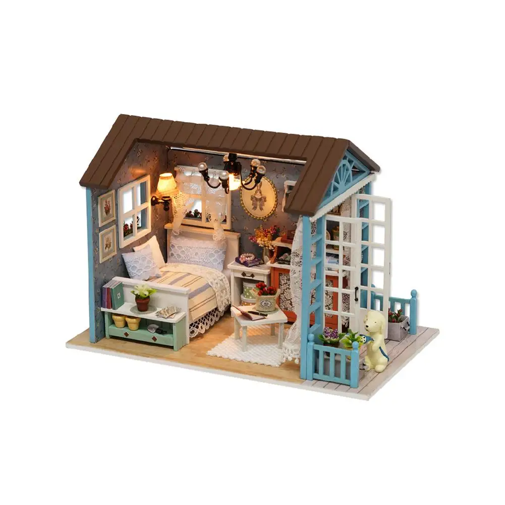 

Doll House Wooden Furniture Diy House Miniature Box Puzzle Assemble 3D Miniaturas Dollhouse Kits Toys For Children Birthday Gift
