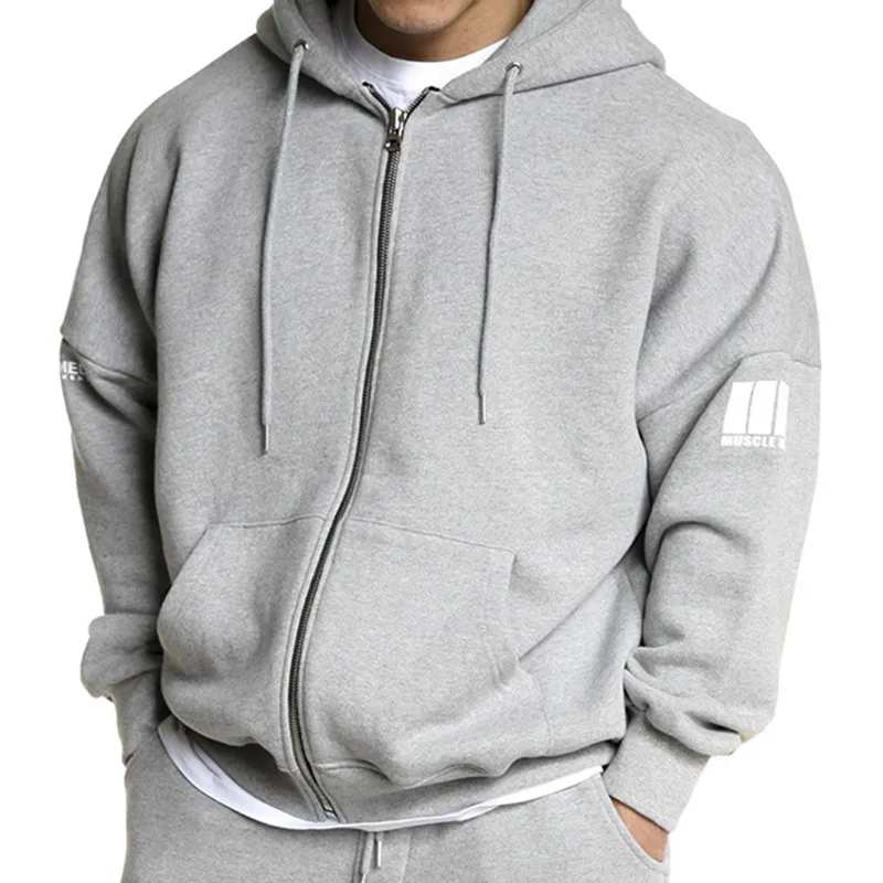 Свитшот мужской спортивный для фитнеса брендовая толстовка на молнии с длинным
