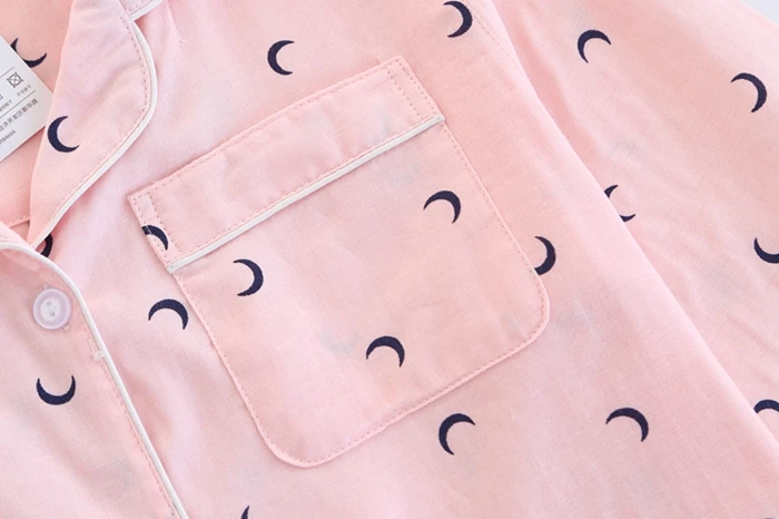 100% Gauze Cotton Women Pajamas Set Spring Autumn maple leaf summer Cute Sleepwear Casual Homewear Female Pyjamas