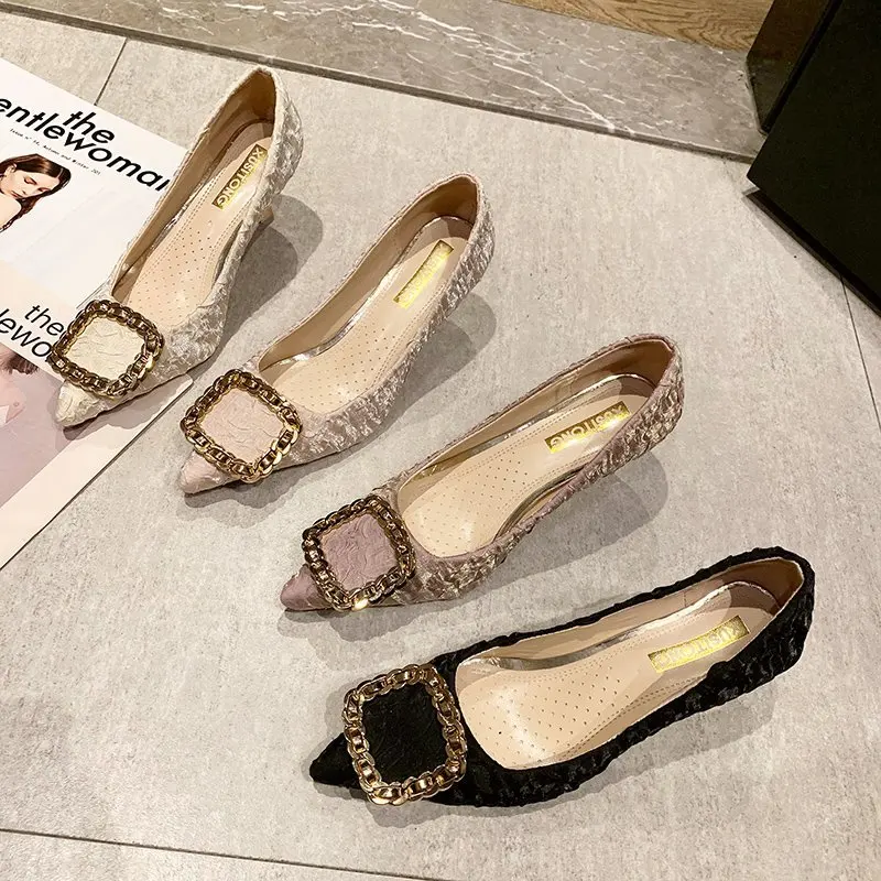 

Slimming Shoes High Heels Stiletto Brief Pumps 2021 Pointed Wedge Slip On Sandals Ladies Lace-Up All-Match Straps Fine Beige Swe