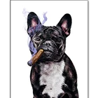 Картина 5D стразы из страз сделай сам с французским бульдогом курительной сигарой, вышивка крестиком, 3d фигурка, украшение для дома