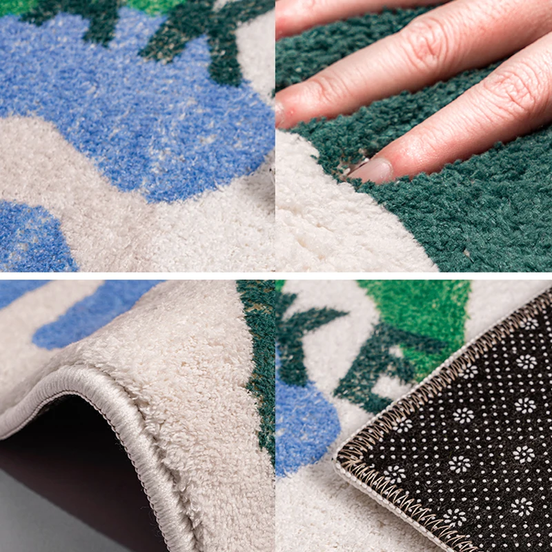

Funny Bathroom Mat Fluffy Green Fake Grass Carpet Cloud Plants Area Floor Door Anti Slip Pad Home Office Studio Spring Decor