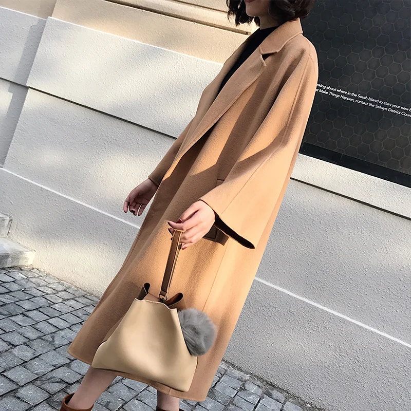 

Sweet language dream Korean version thin lace double-sided 2021 new autumn and winter medium and long slim fit coat