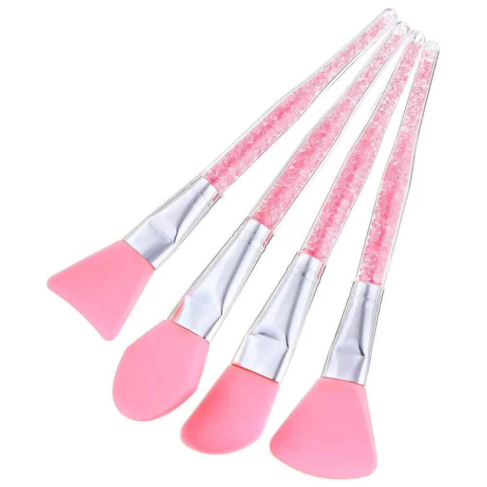 

4Pcs Soft Silicone Facial Face Mash Pink Fan Shaped Makeup Brush Women Mixing Skin Face Care Beauty Tools