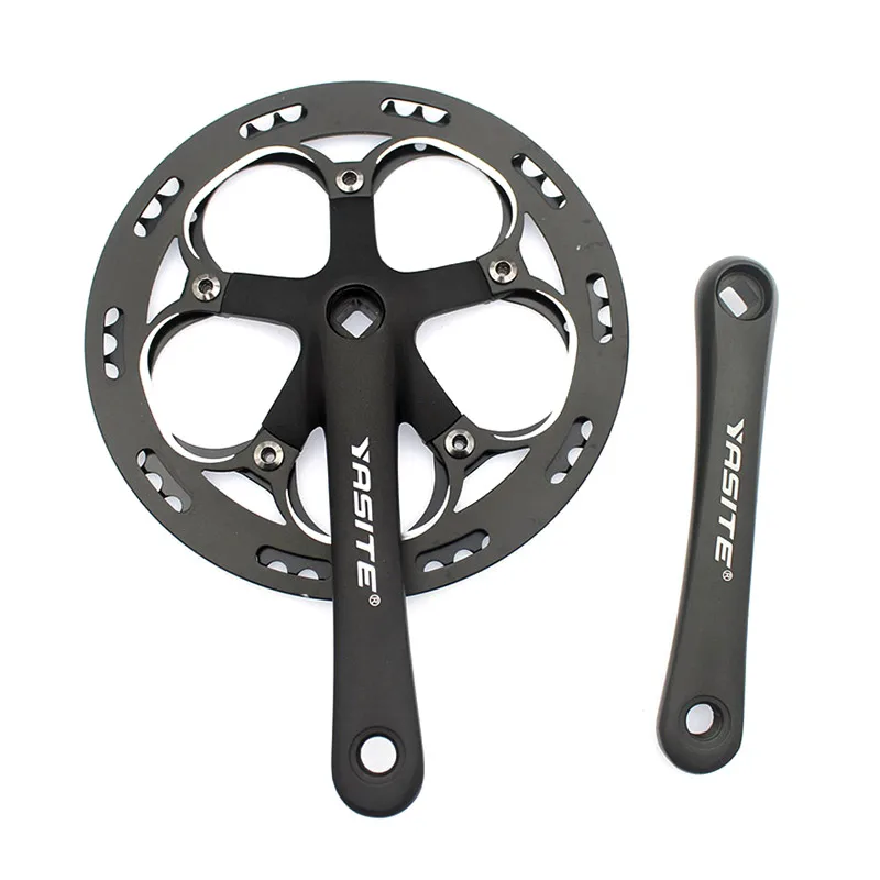 

52T 170mm Single Speed BCD 130 Folding Bike Crank Set Bicycle Crankset Tooth Plate CNC Protect Cover Bike Crank Set Sprocket