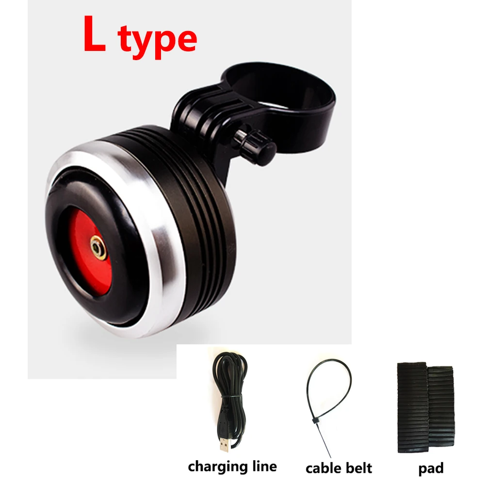 only bell L mount Usb зарядка 1300 мАч велосипедный Звонок Электрический звуковой сигнал с сигнализацией громкий звук для скутера MTB велосипеда безопасность Противоугонная сигнализация супер громкий - Цвет: only bell L mount