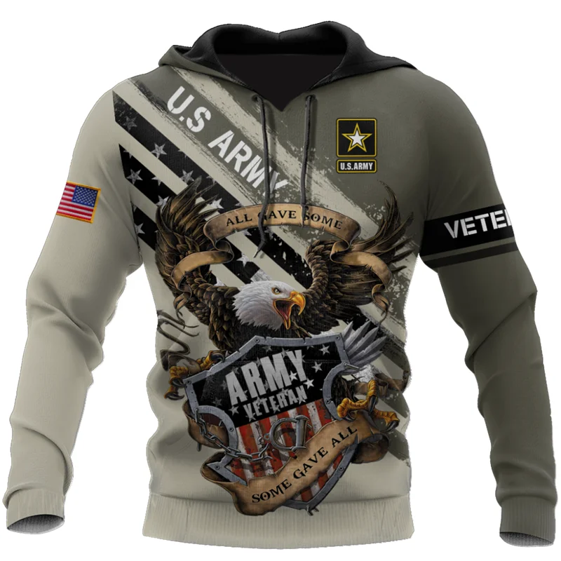 

Fashion Men's Hoodie US Veteran Army All Gave Some American Flag Wings Unisex Zipper Pullover/Sweatshirt/MAN JACKET