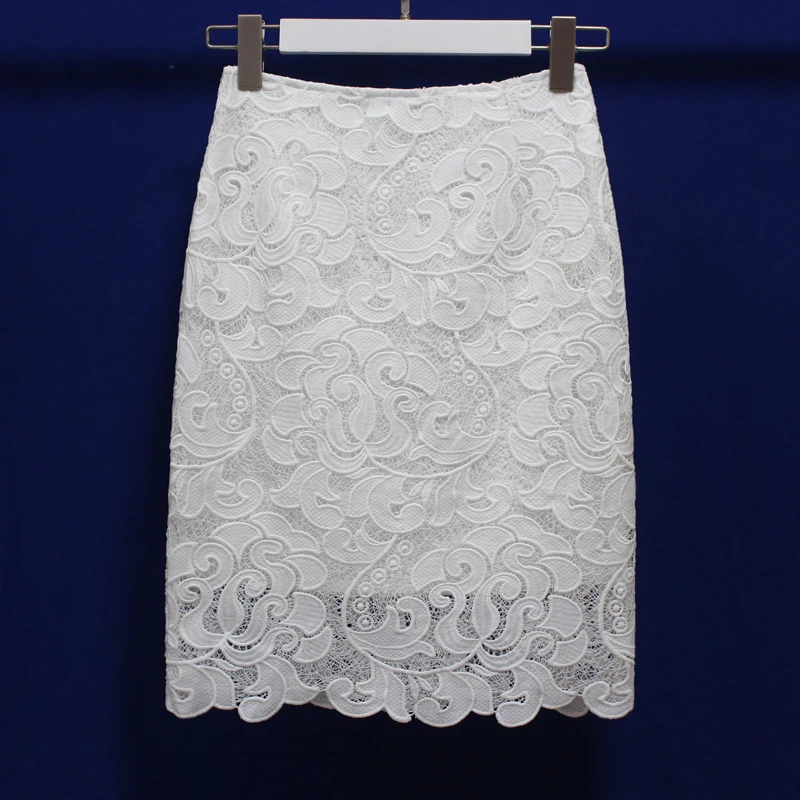 Женская облегающая юбка с высокой талией кружевные юбки синего черного белого