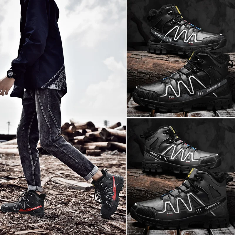 zsuo male winter casual cotton-padded shoes men's plus velvet warm boots ZS020m | Обувь