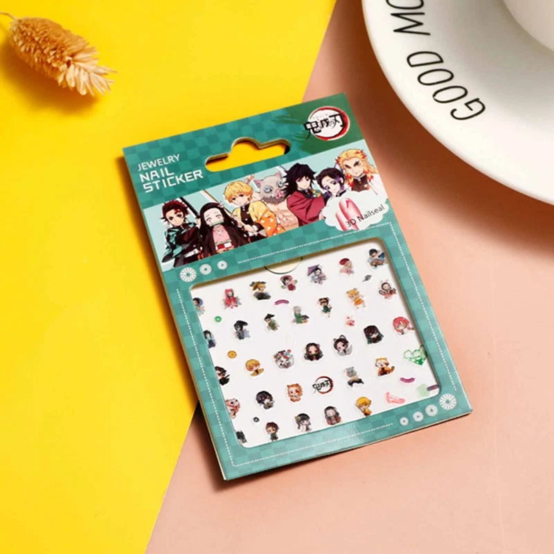 

New Anime Nail Sticker Demon Slayer Kimetsu no Yaiba Nails Art Decoration Wraps Decals Adhesive Manicure Tips Stickers Kids Gift