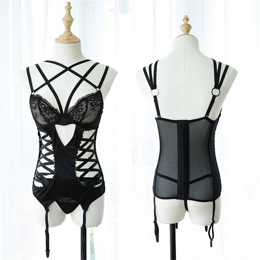 Сексуальный 3 шт Женский плюшевый набор корсет стринги чулок Babydoll SM для взрослых