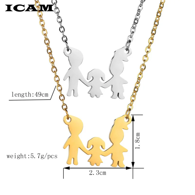 ICAM высокое качество 316L нержавеющая сталь любящее семейное ожерелье для девочек