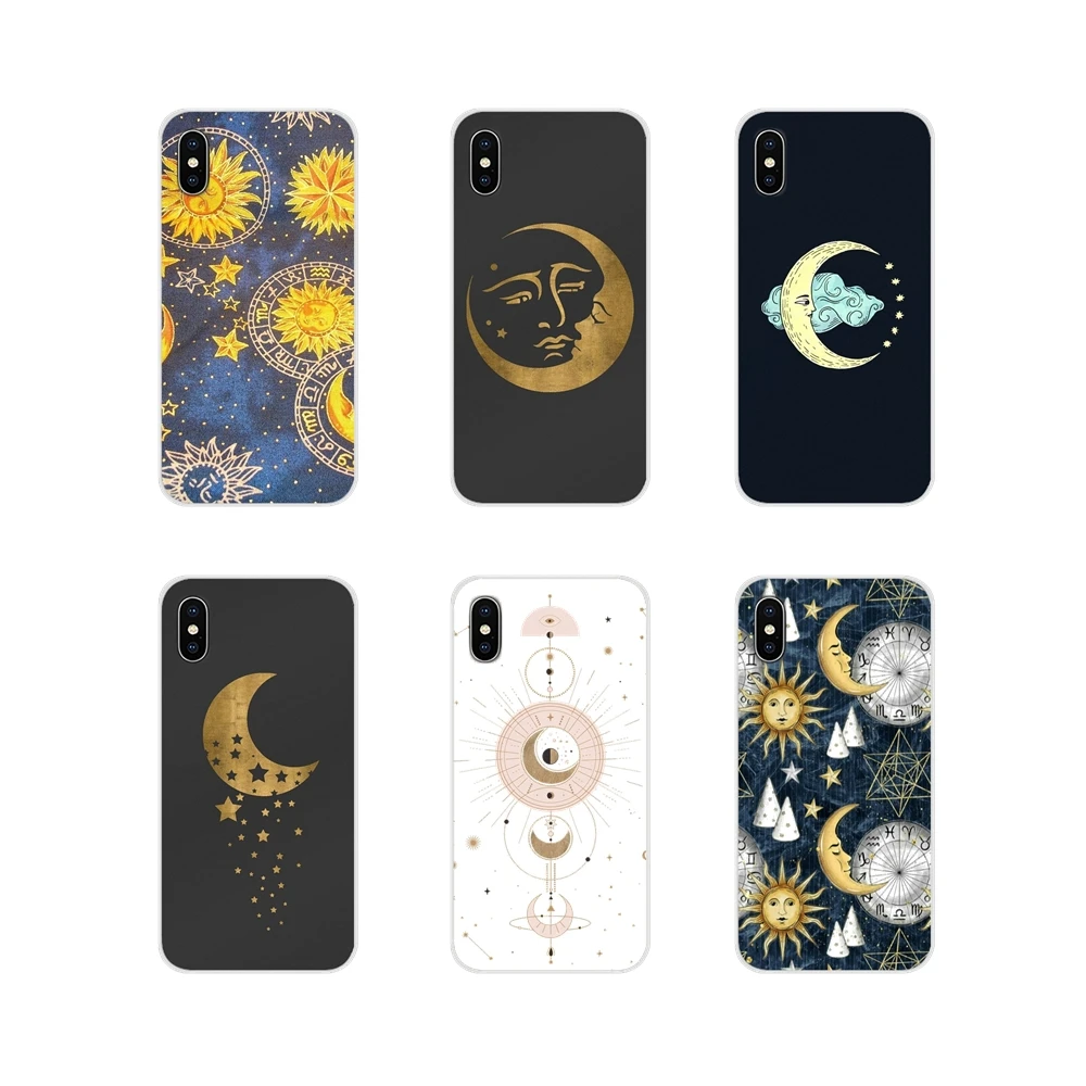 Прозрачные чехлы из ТПУ для Samsung A10 A30 A40 A50 A60 A70 Galaxy S2 Note 2 3 Grand Core Prime Gold moon and Sun