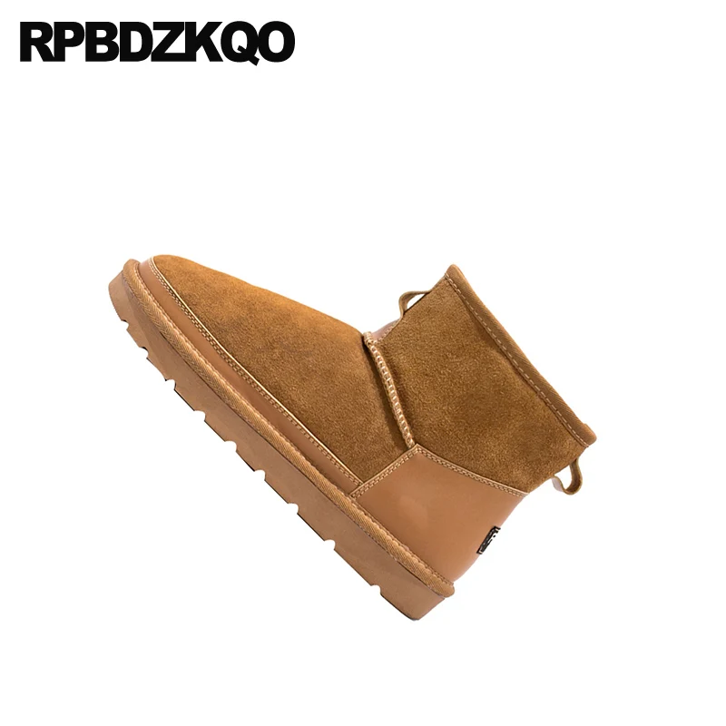 Мужские зимние ботинки из искусственной замши Snowboot коричневые короткие