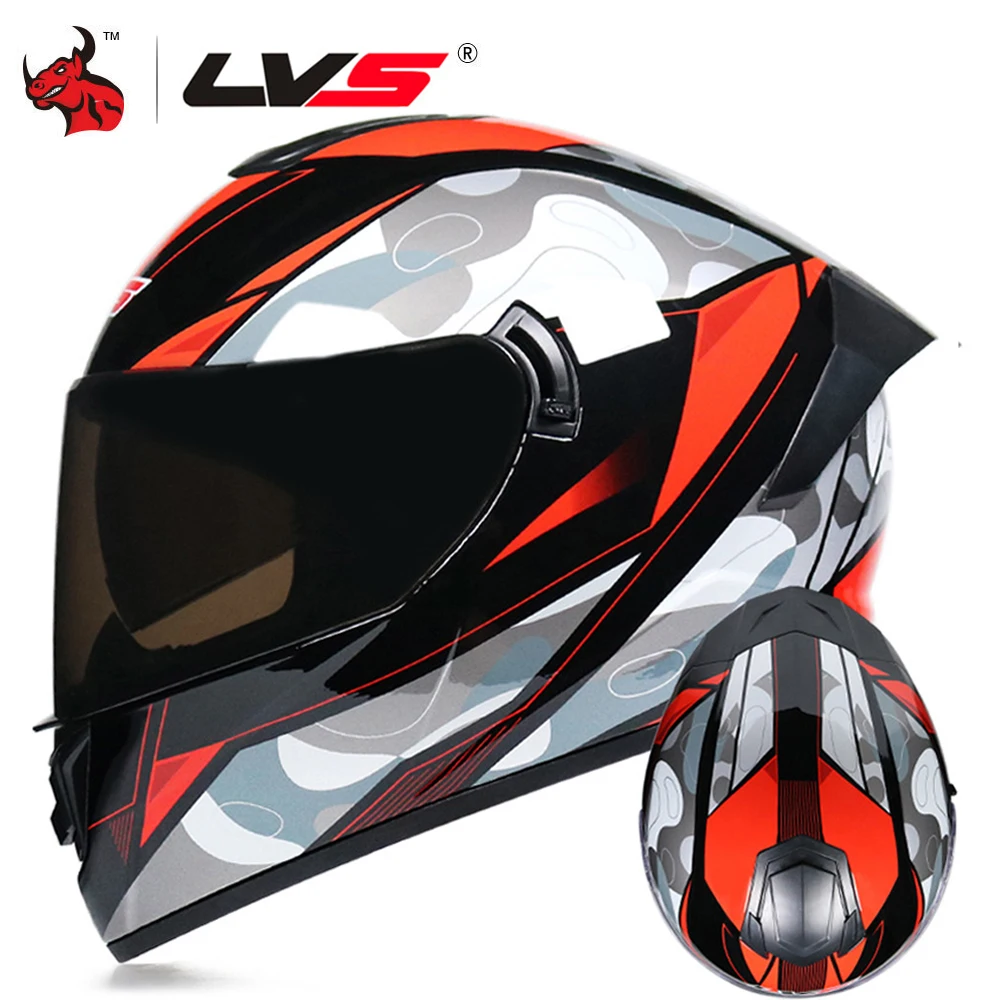 

LVS Новый мотоциклетный шлем Casco Moto с полным лицевым покрытием, мотоциклетный гоночный шлем для езды по бездорожью Capacete Moto с двойным объектив...
