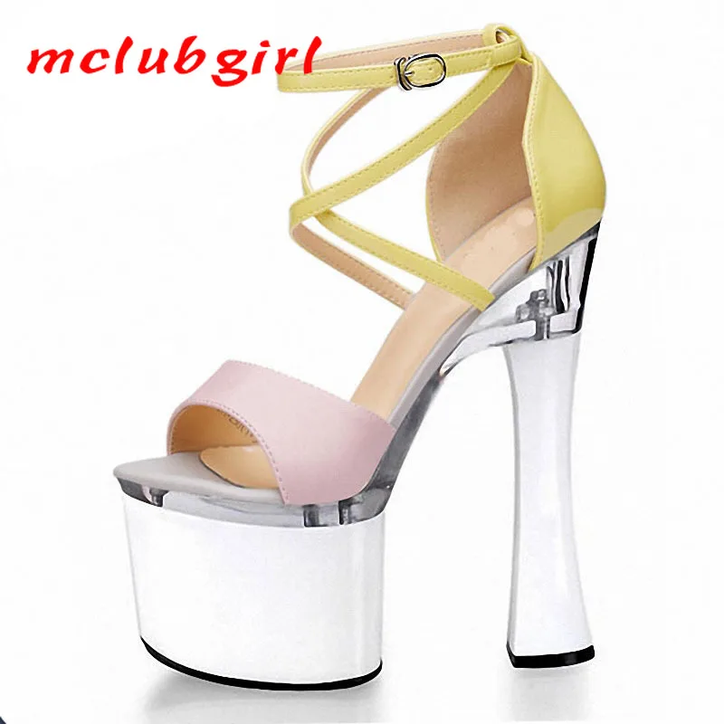 

Mclubgirl 18CM Super High Heels Platfrom Sandsls Style Roman Women's Shoes High-heeled Waterproof Sexy Sandals LYP-Q-038-3