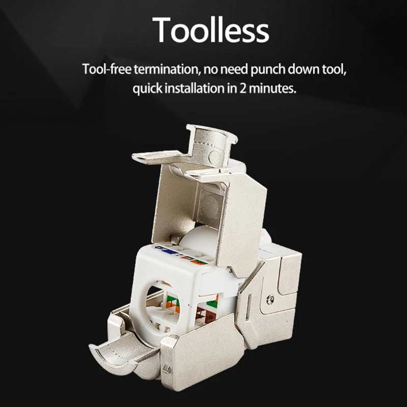 

H7JA 5PCS RJ45 Toolless Keystone Jack Cat6 Cat6A Shielded Module Keystone Jack Network Connector LSA Toolfree