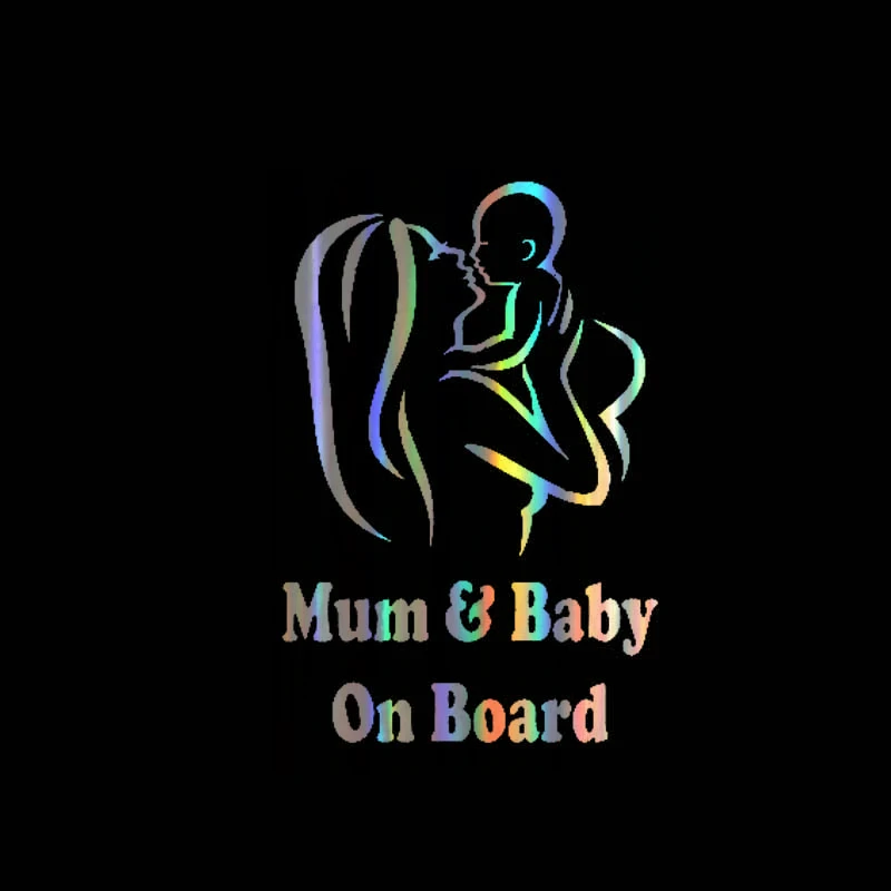 

Small Town Car Sticker Vinyl 18*12cm MUM And Baby On Board Funny Sticker Decal Reflective Laser Motorcycle Car Styling 3D Sticke
