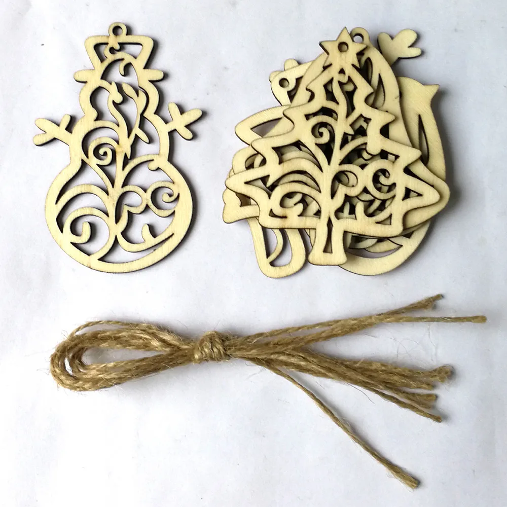 6 шт. рождественские детские игрушки ремесло деревянный чип рождественская елка