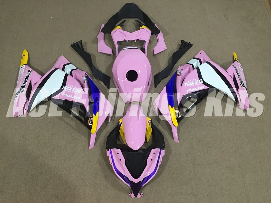 

Новый ABS обтекатель комплект для Kawasaki Ninja300 EX300 300R 2013 2014 2015 2016, 13, 14, 15, 16, 17, обтекатели впрыска + майка Обложка розового цвета