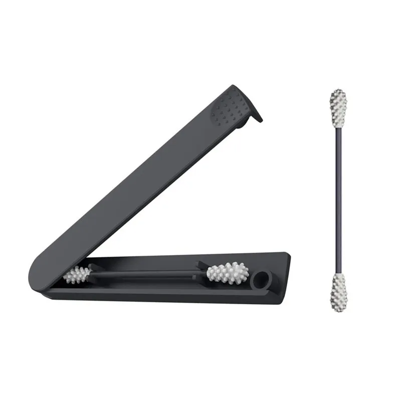Single-ear ear stick 2 шт./кор. многоразовые ватный тампон для чистки ушей Косметический Силиконовый бутоны тампоны палочки для очистки макияжа и прикосновений дропшиппинг - Цвет: Single-ear ear stick