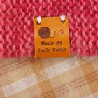 Бирки на заказ, Именные Бирки, кожаные бирки, Именные Бирки, вязаные этикетки, с именем на заказ, ручная работа, Детские Бирки (PB1735)