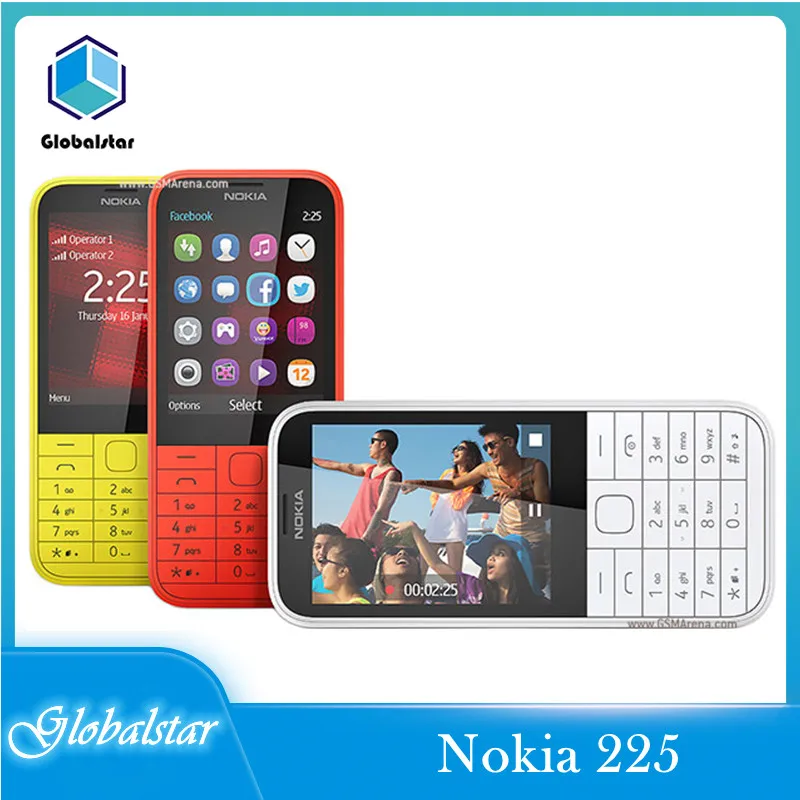 

Nokia 225 Refurbished Original Mobile phones Unlocked Single Core 2.8 Inches 2MP Camera 2G GSM FM Mp3 Player Cellphone