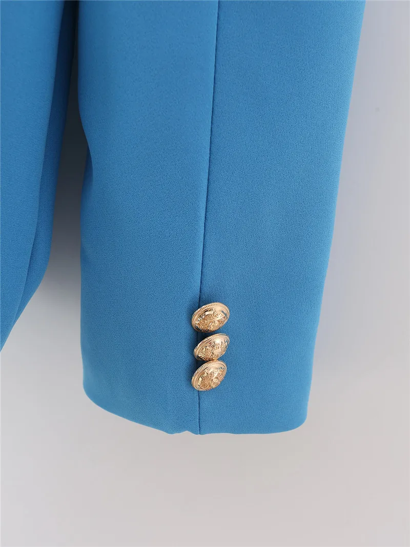 

TMODA1767 Za 2021 Spring Autumn Women Long Sleeve Office Suit Blazer jacket Chic Double Breasted Buttons Female Chic Tops