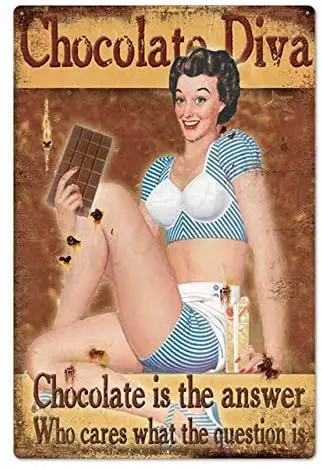 

AYLAODI 1pcs Pin Up Girl Tin Sign Plaque Metal Vintage Sexy Metal Sign Wall Decor for Bar Pub Club Man Cave Retro Signs Metal