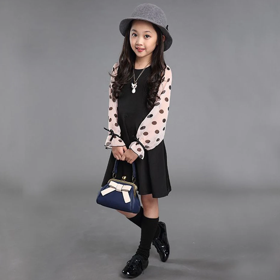 Spring Girls Dress Floral Printed Children 100% Cotton Teenage Kids Clothes 6 8 10 12 14 Year | Детская одежда и обувь