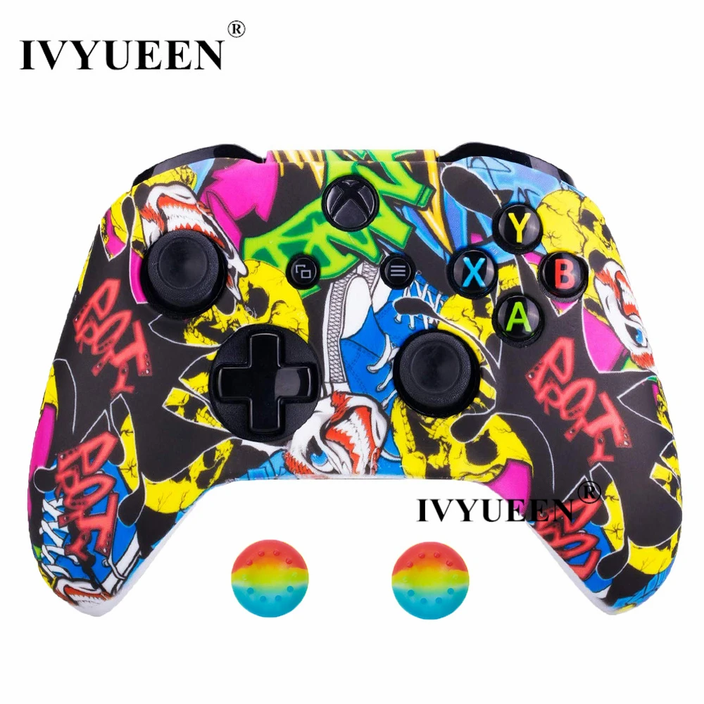 Graffiti D Силиконовый защитный чехол IVYUEEN для XBox One X S, защитный чехол для контроллера, камуфляжный чехол с принтом для переноса воды - Цвет: Graffiti D