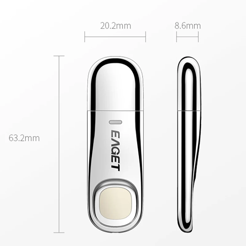 

EAGET FU60 Fingerprint Encryption U Disk, 128GB Data Security Protection USB3.0 Flash Disk Fingerprint Identification U Disk