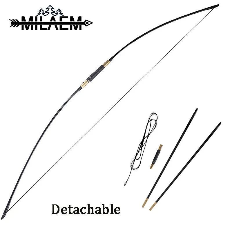 25-50lbs Archery  Longbow Detachable Portable Traditional Epoxy Rod Bow Riser Outdoor Bow and Arrow Shooting Hunting Accessories