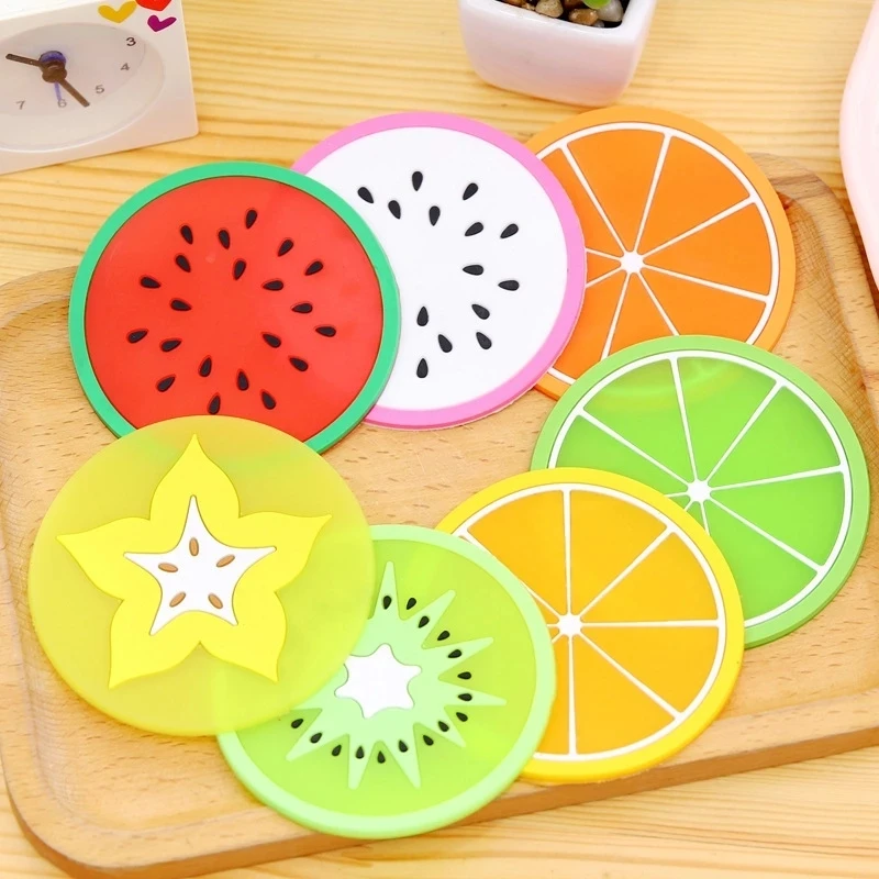 

8pcs Fruit Coaster Silicone Cup Pad Non Slip Bowl Mat Heat Insulation Cup Pad Coaster Pot Holders Hot Drink Pad Table Mat