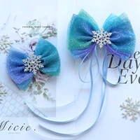 10pcs christmas snowflake hair accessories crystal hair clips for women kids hair ties girls hairpins blue hair scrunchies