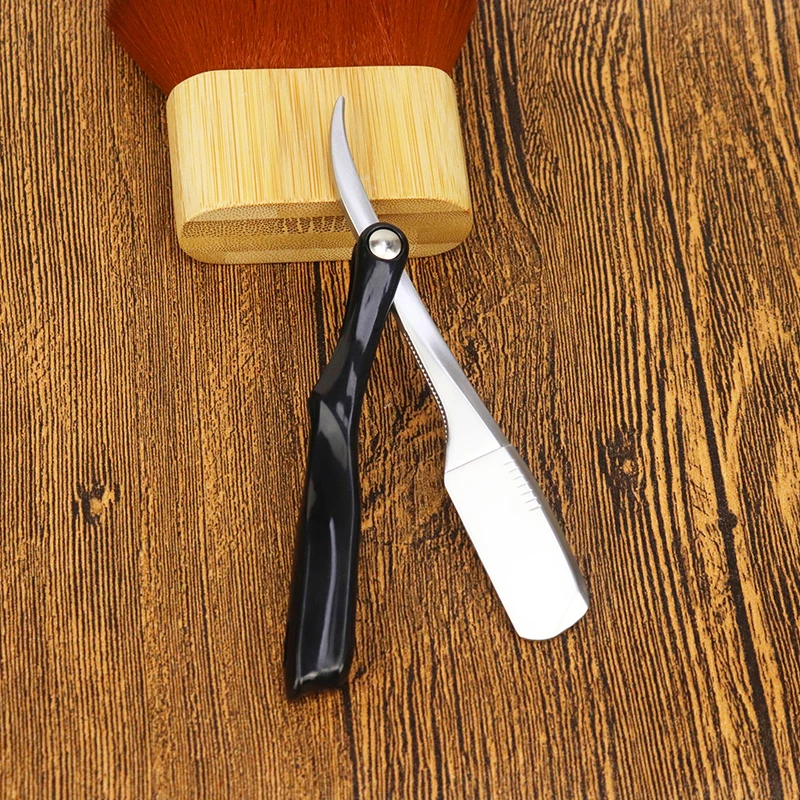 

High Quality Barber Black Handle Stainless Steel Haircut Manual Razor Salon Men'S Beard Shaving Tool