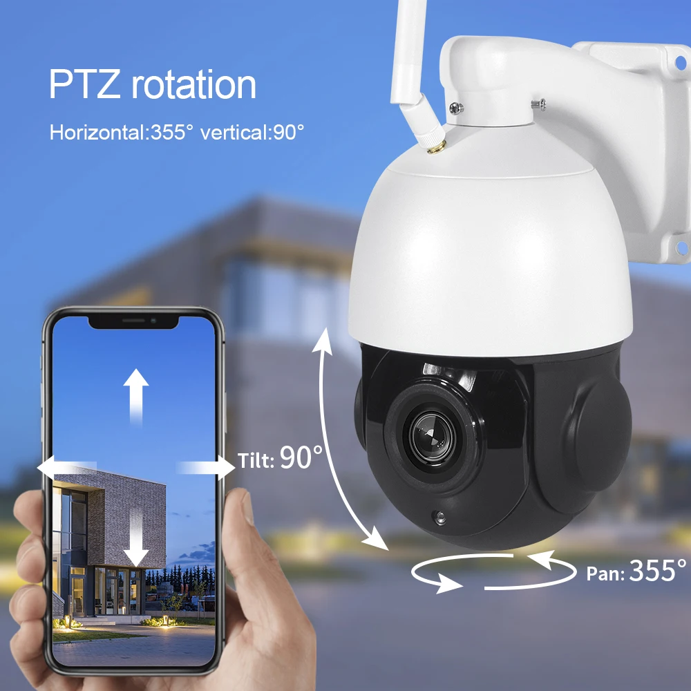 

INQMEGA WIFI Security Camera 30x Optical Zoom 5MP Video Recorder Outdoor Spherical 360 Degree Wireless Surveillance Camera